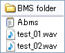 A.bms { #WAV01 test_01.wav, #WAV02 test_02.wav }, test_01.wav, test_02.wav