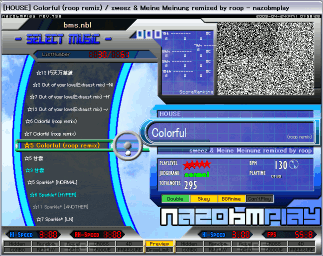 “Colorful (roop remix)” (sweez & Meine Meinung remixed by roop) を nazobmplay で再生するとき、nazobmplay 既定のロード画面が表示されます。